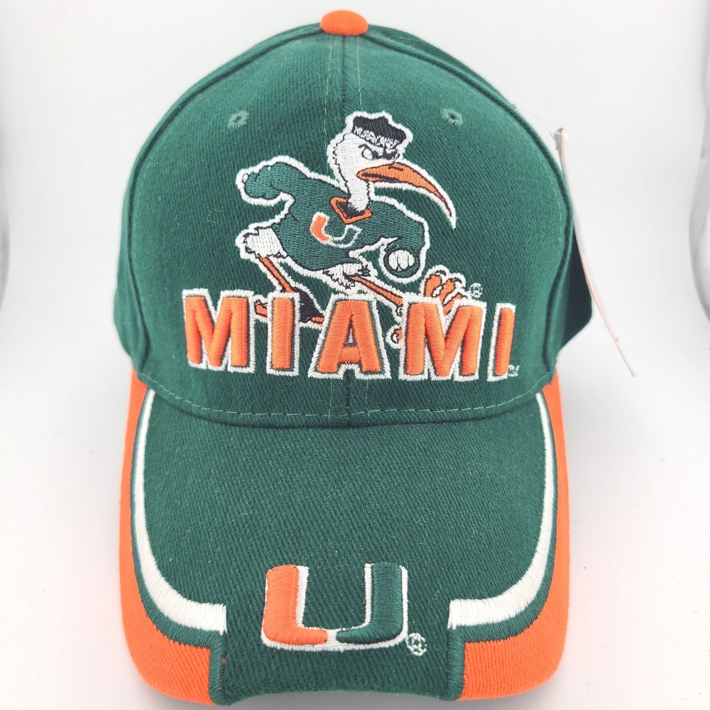 Colosseum Miami Miami Hurricanes NCAA Hat Mens Green Orange Strapback Cap NWT